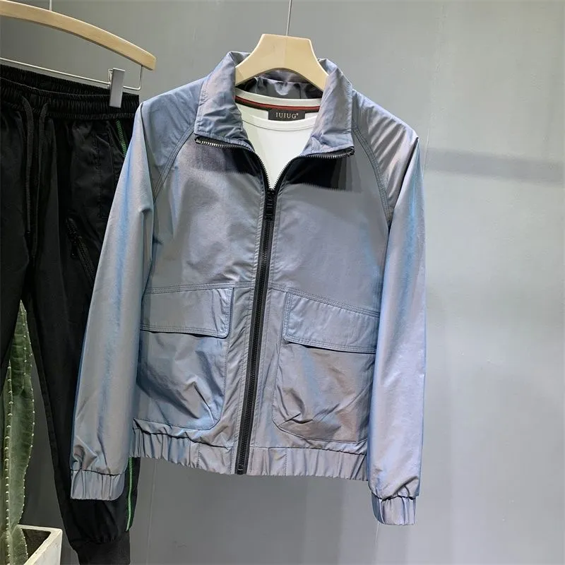 2022 Men's Casual Gradient Jacket Stand Collar Streetwear Fashion Coat