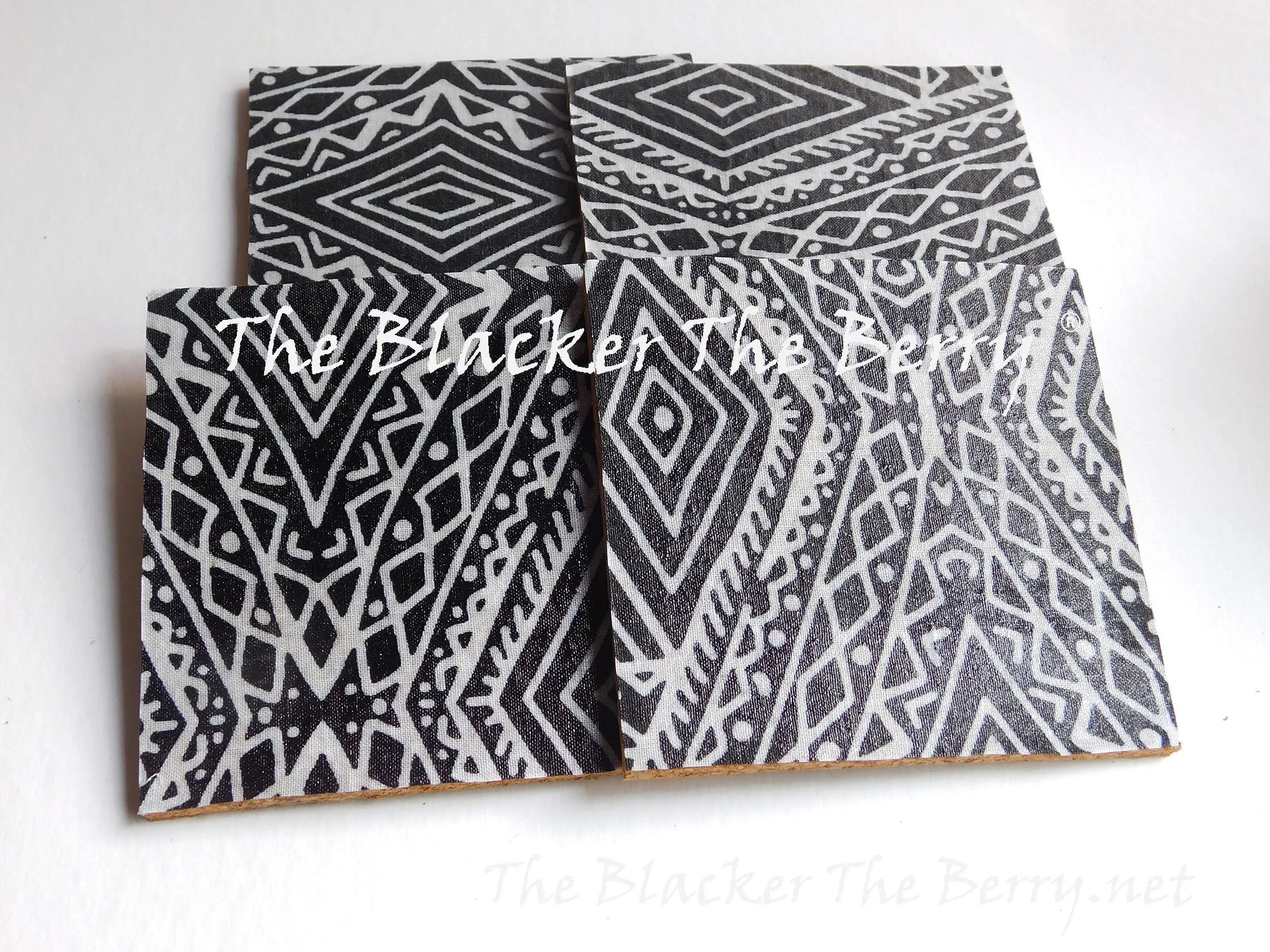 African Kente Coasters Black White Home Decor Kitchen Blacker Berry