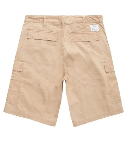 Beige Summer Cotton Cargo Shorts for Men