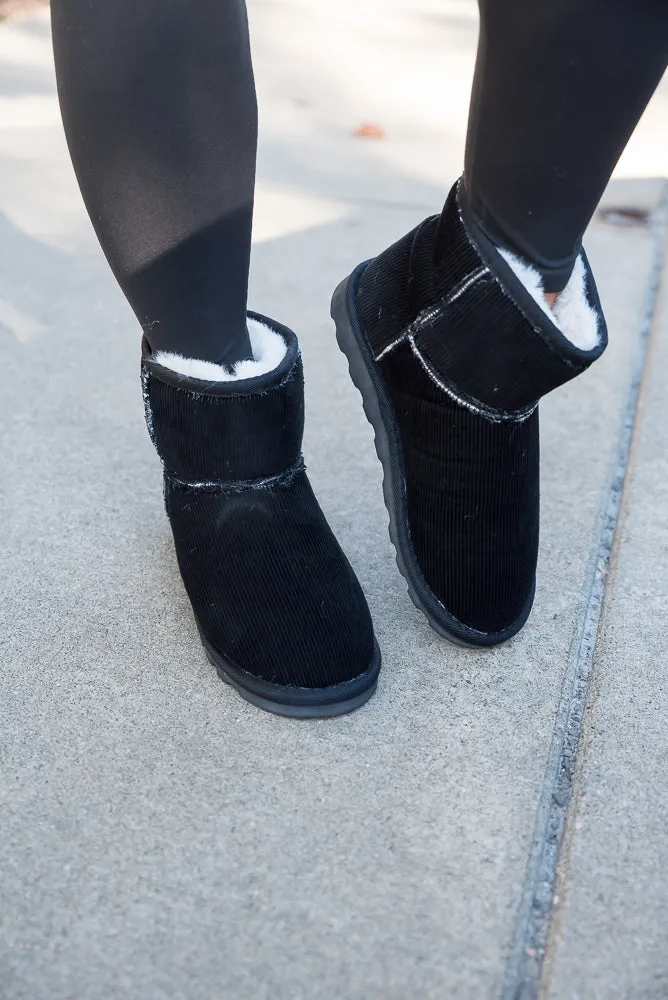 Black Corduroy Comfort Boots