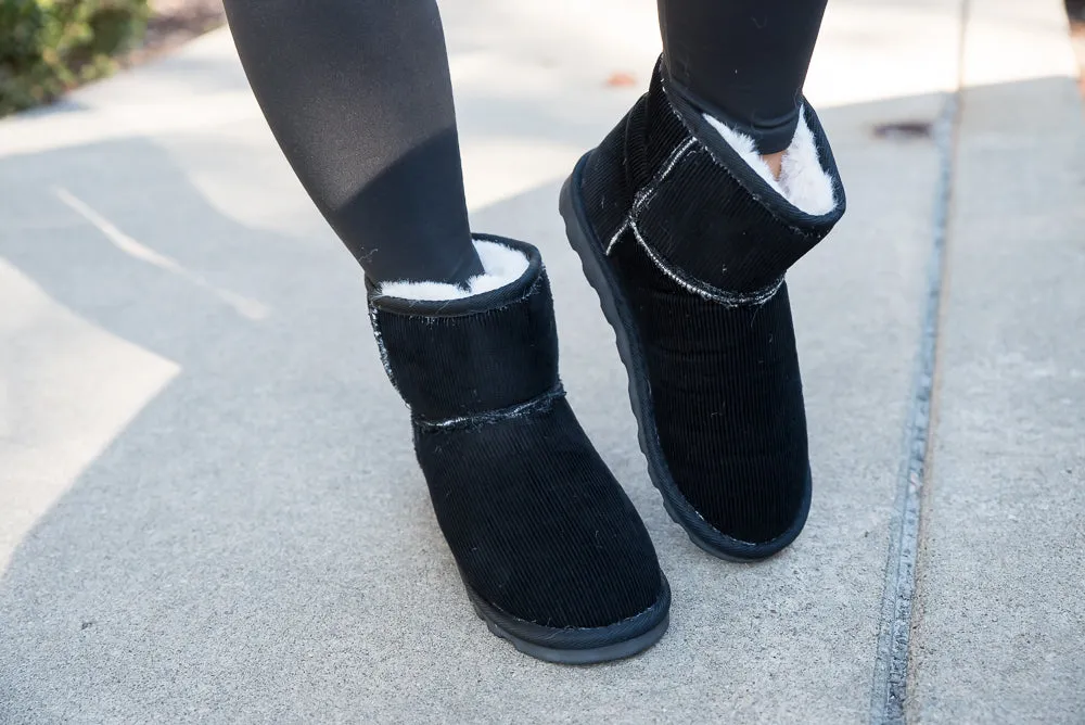 Black Corduroy Comfort Boots