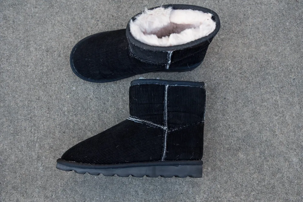 Black Corduroy Comfort Boots