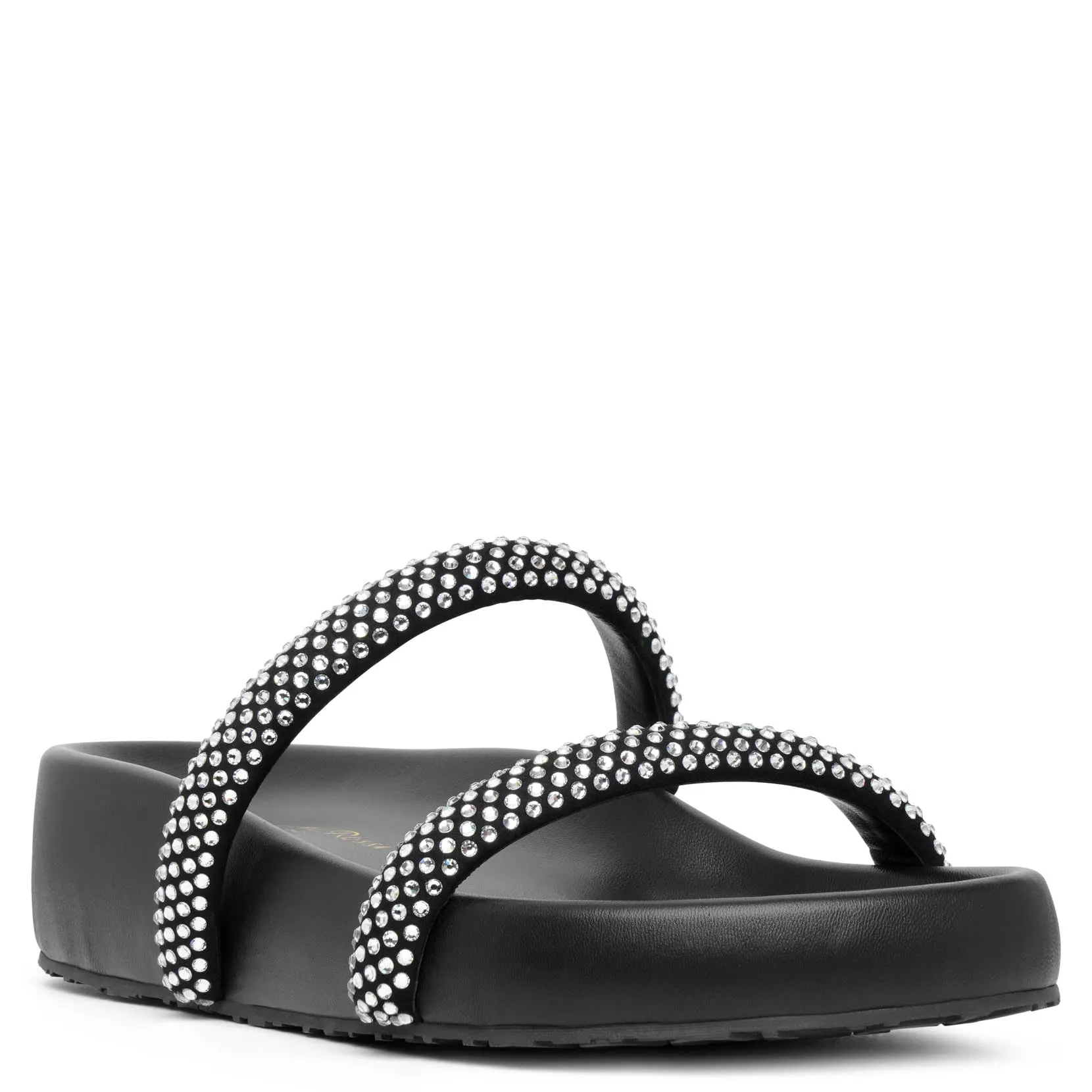 Black Crystal Gianvito Rossi Croisette Slide Sandals