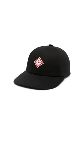 Black Embroidered Logo Cap