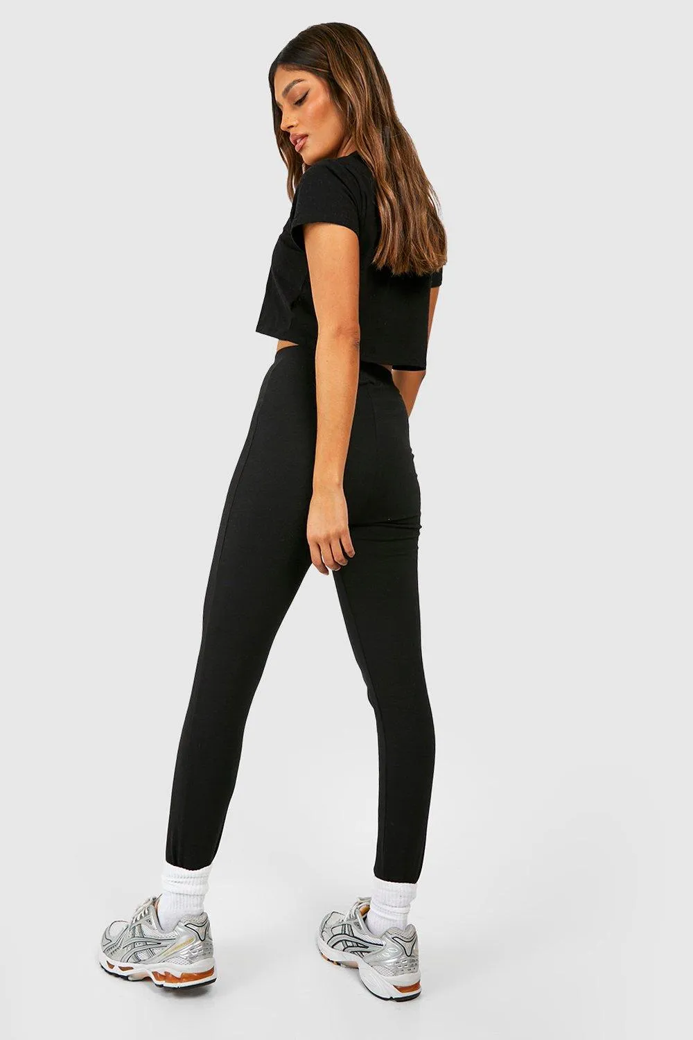 Black High Waisted Cotton Leggings 3 Pack - boohoo