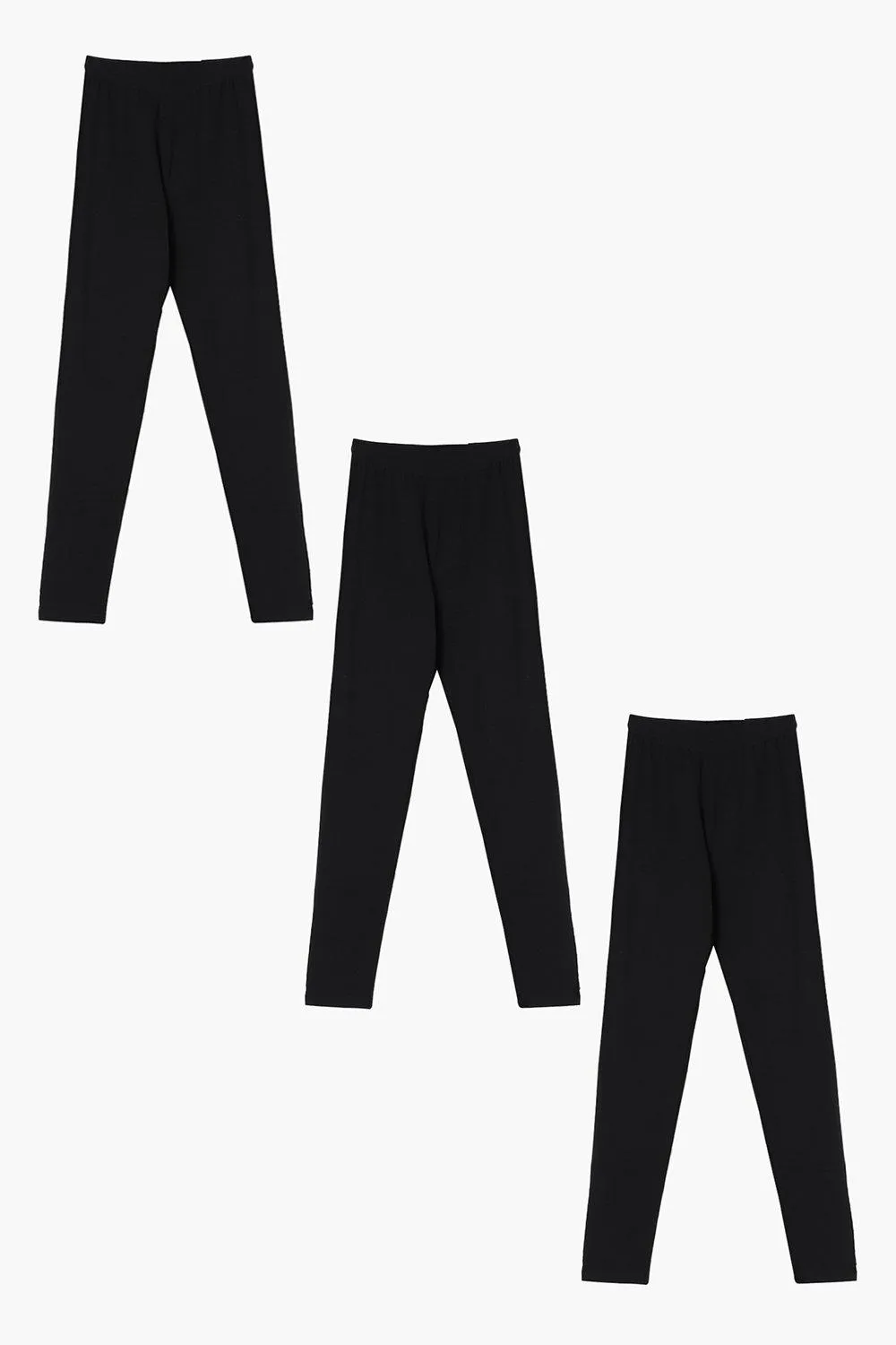 Black High Waisted Cotton Leggings 3 Pack - boohoo