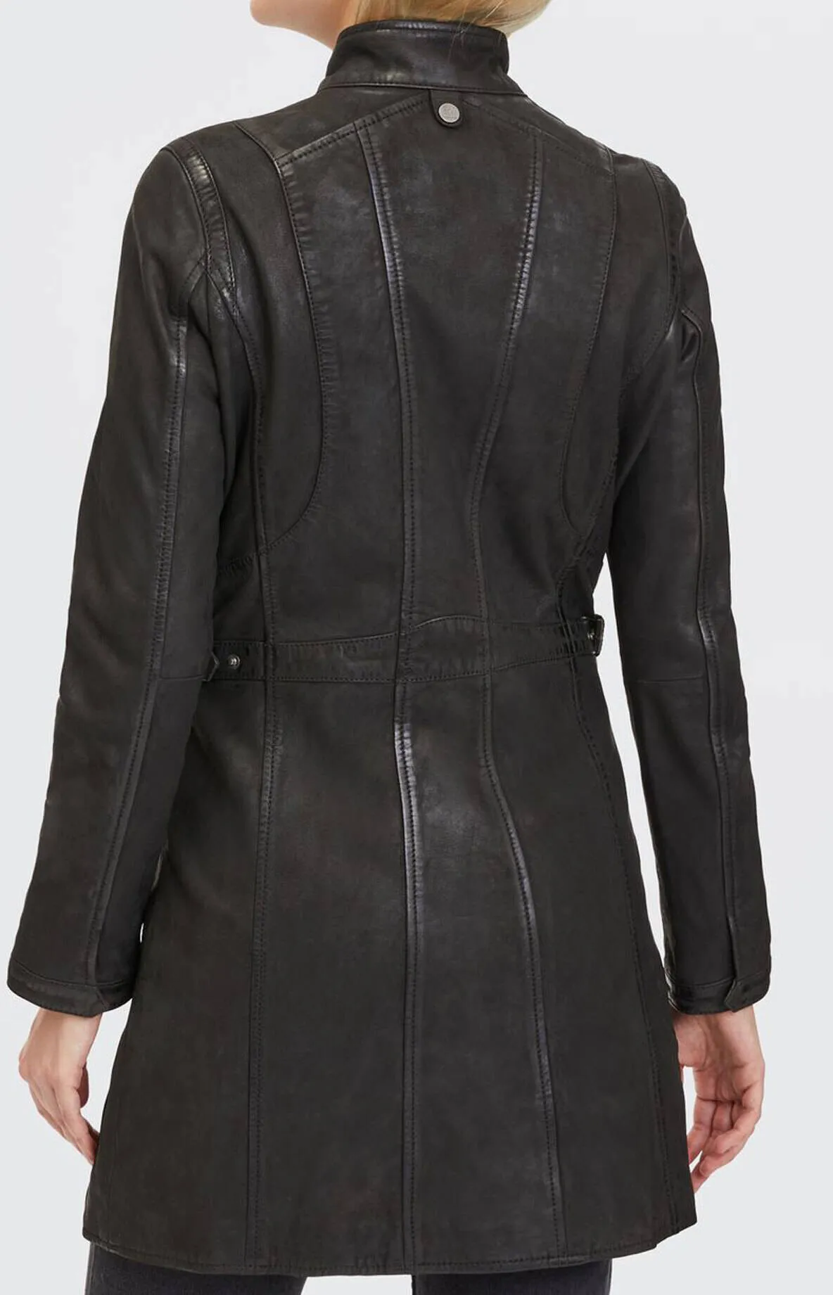 Black lambskin coat for women - Margarethe