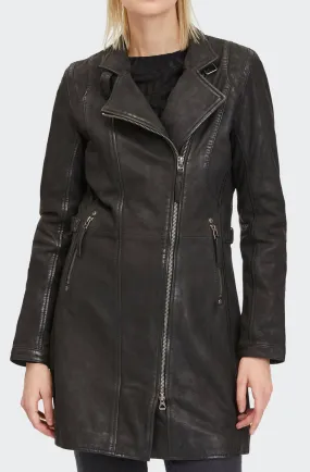 Black lambskin coat for women - Margarethe