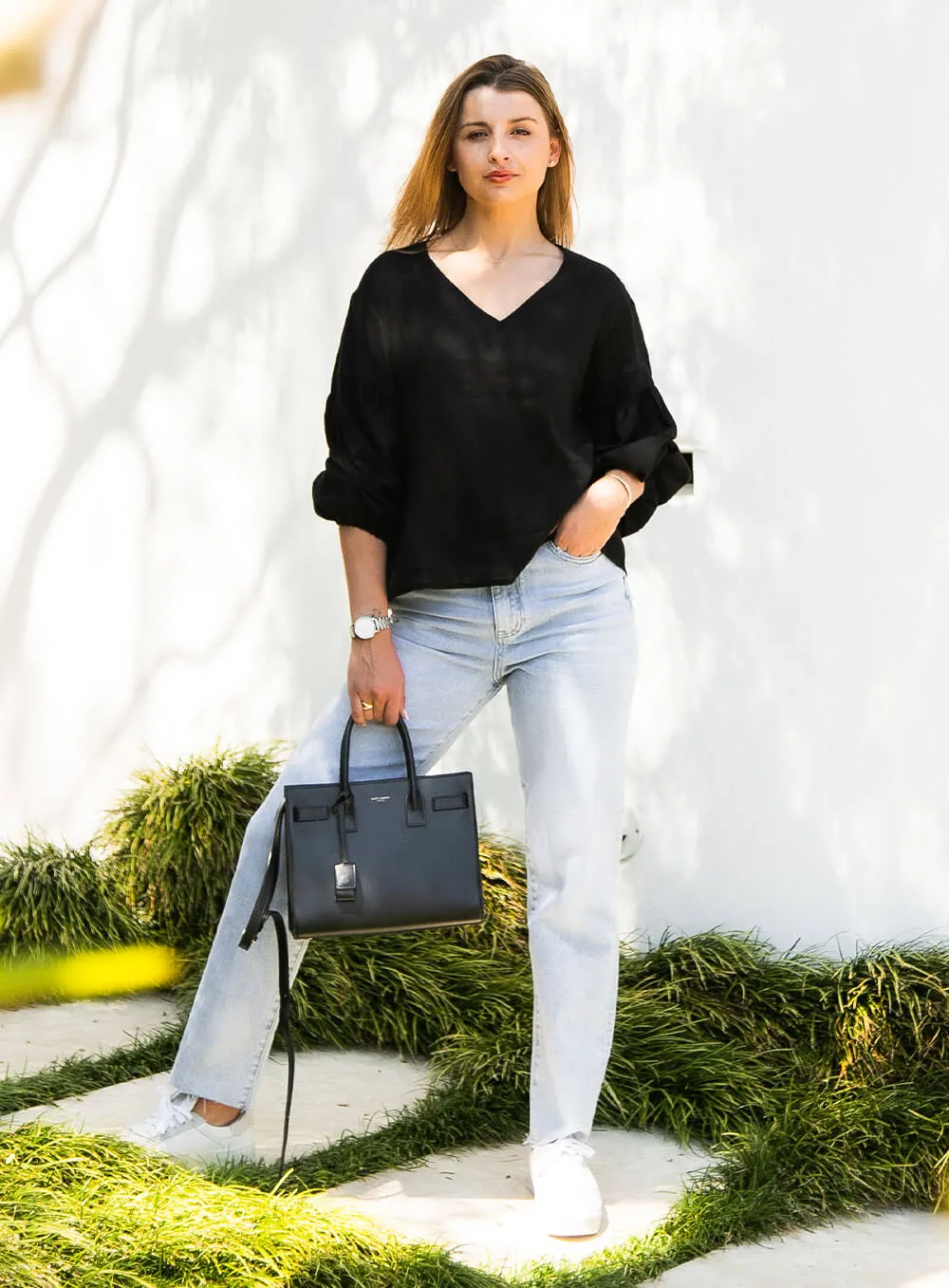 Black Linen Top - Celeste