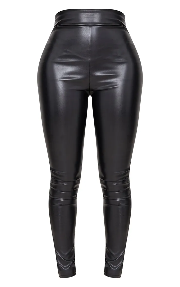 Black Matte PU Leggings