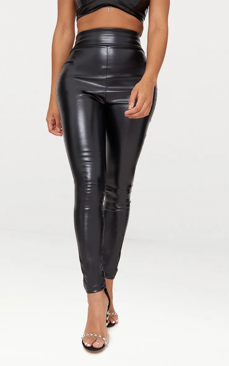 Black Matte PU Leggings