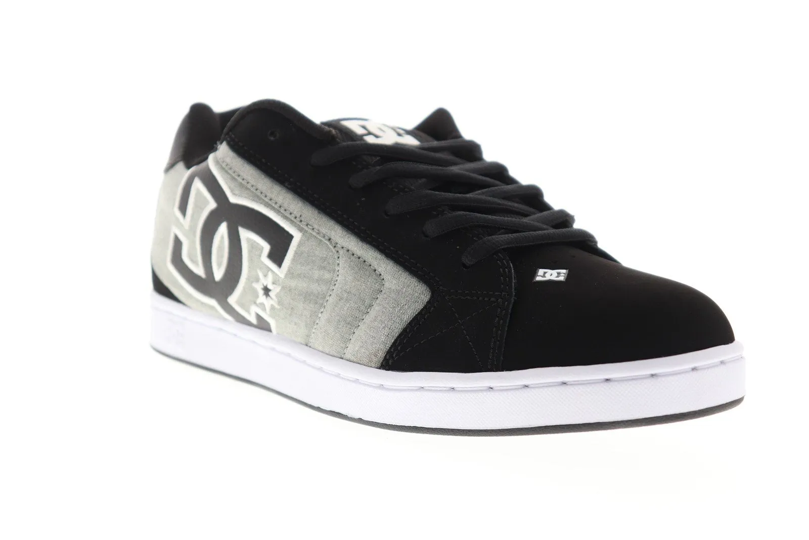 Black Nubuck Leather Lace Up Skate Shoes for Men.