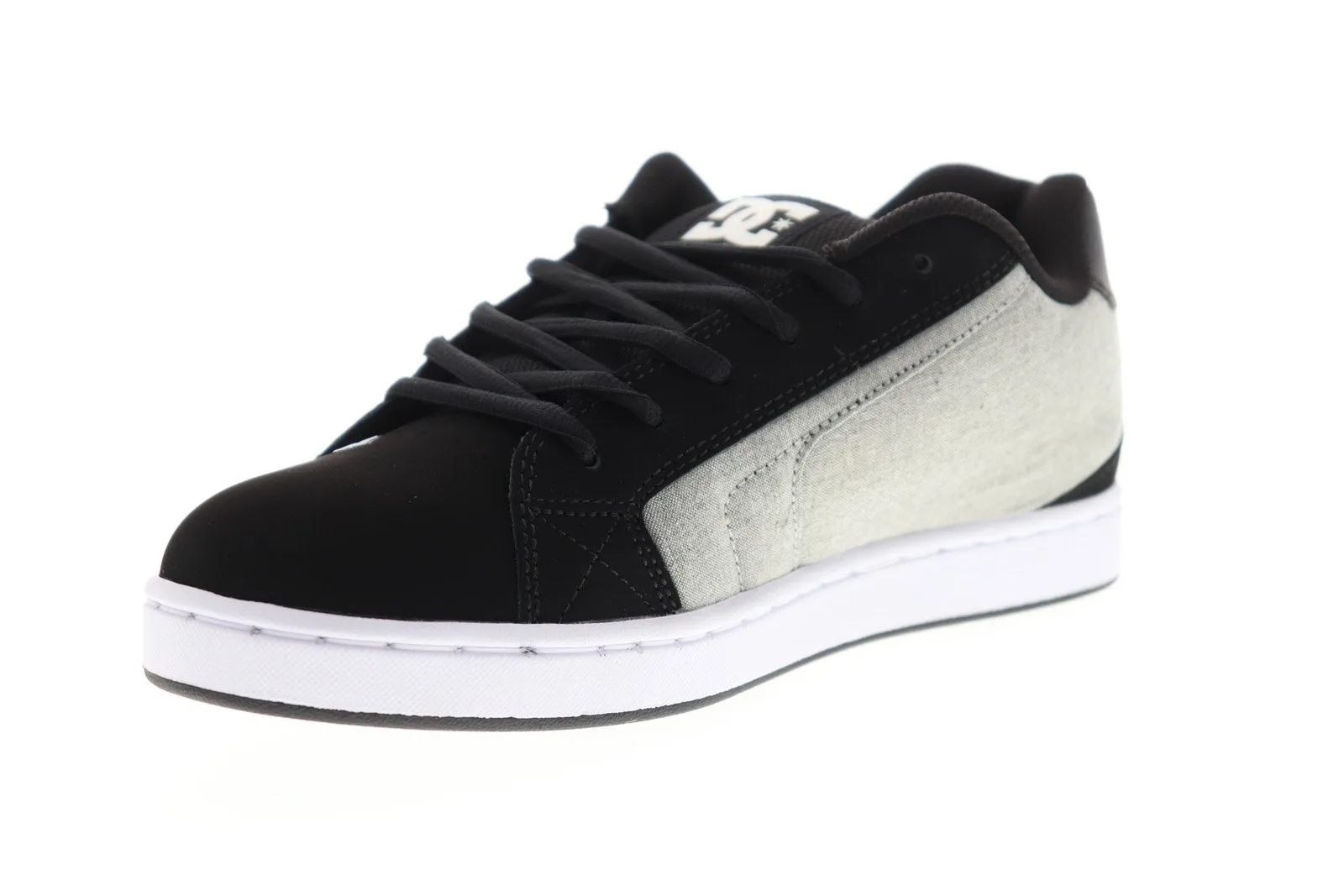 Black Nubuck Leather Lace Up Skate Shoes for Men.