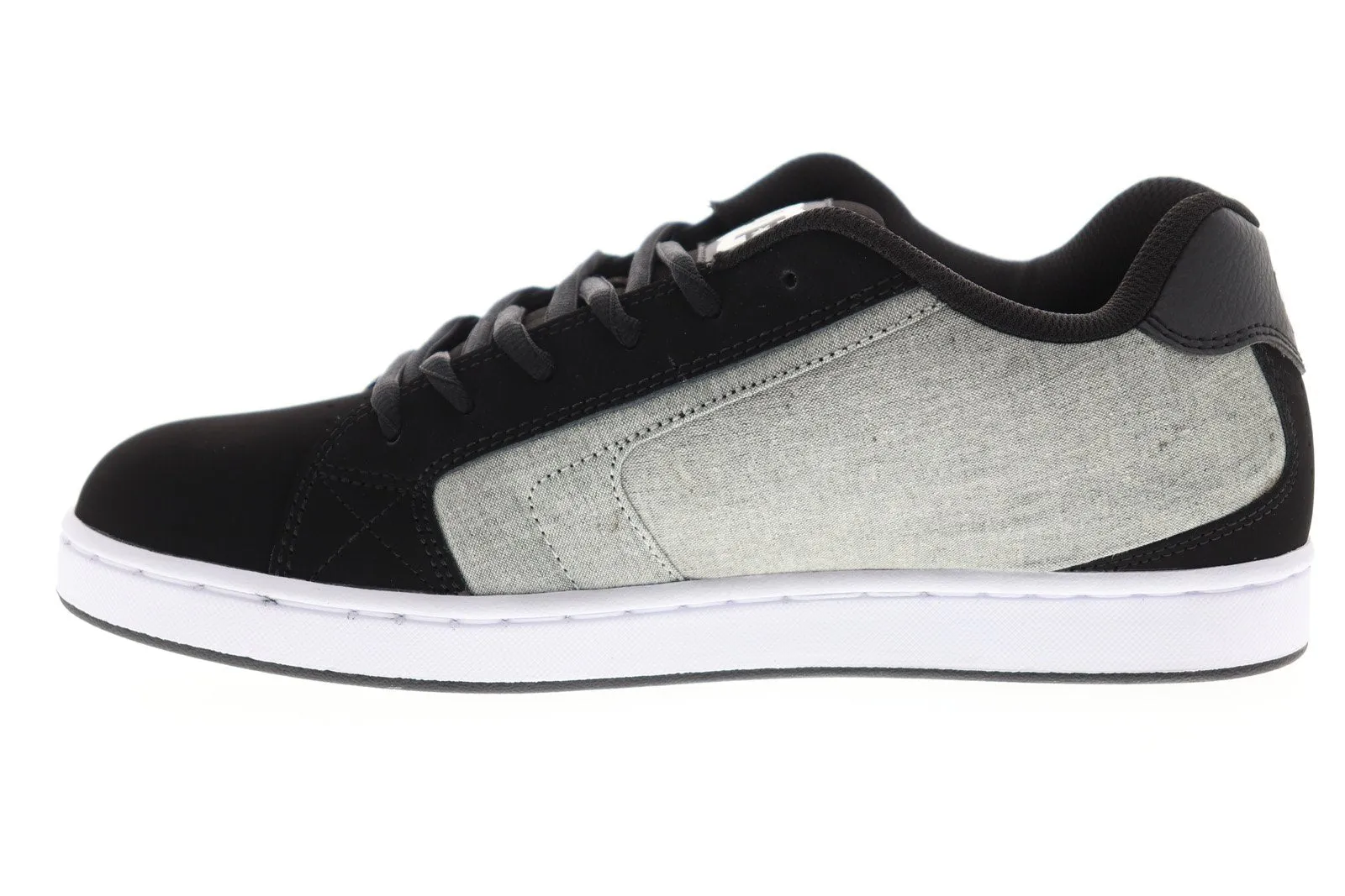 Black Nubuck Leather Lace Up Skate Shoes for Men.