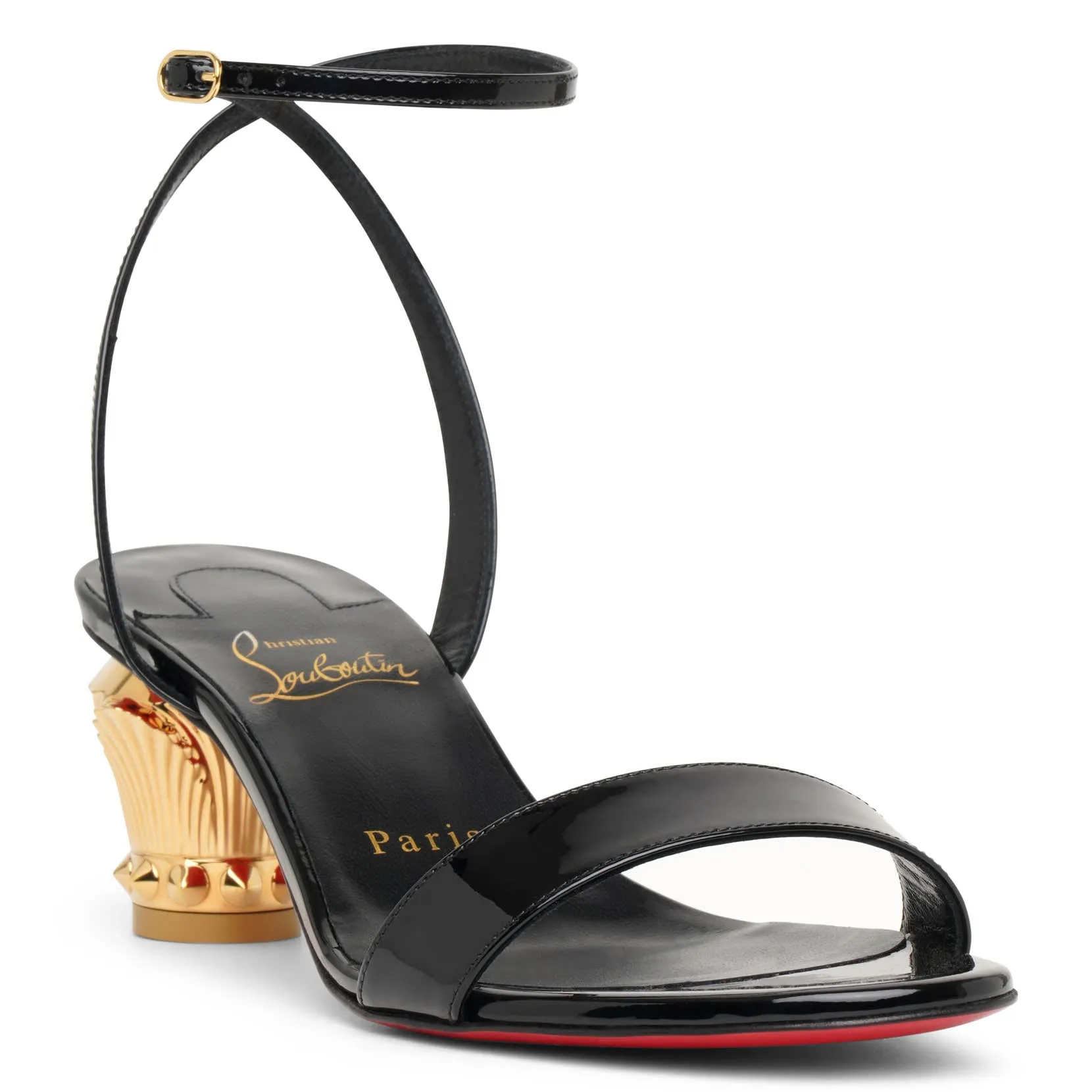 Black Patent Christian Louboutin Lipsita Queen 55 Sandals