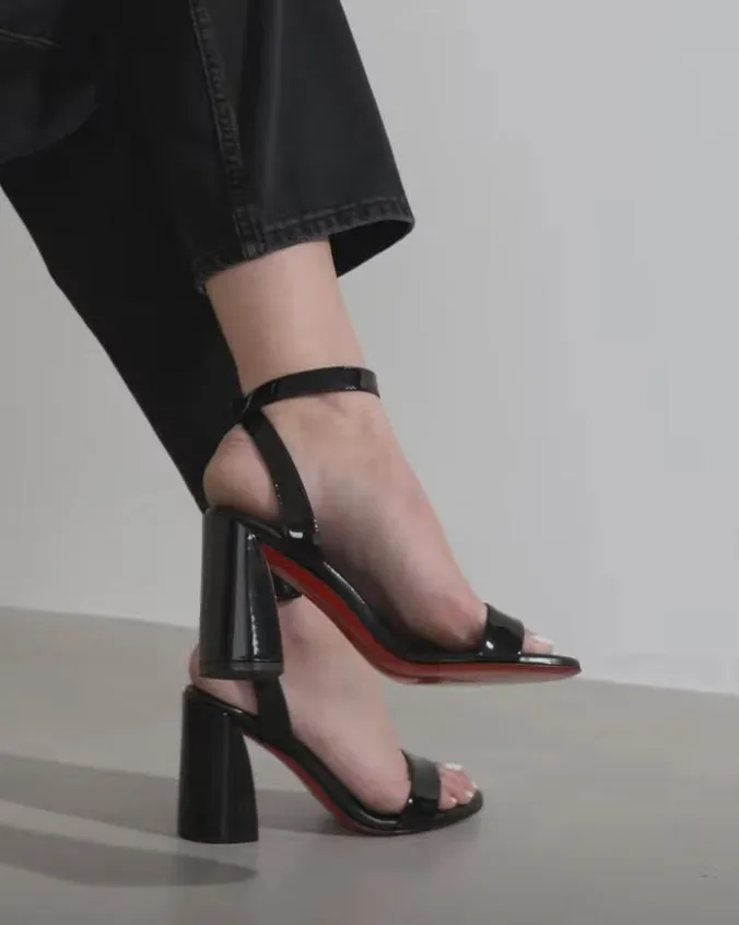 Black Patent Christian Louboutin Miss Sabina 85 Sandals