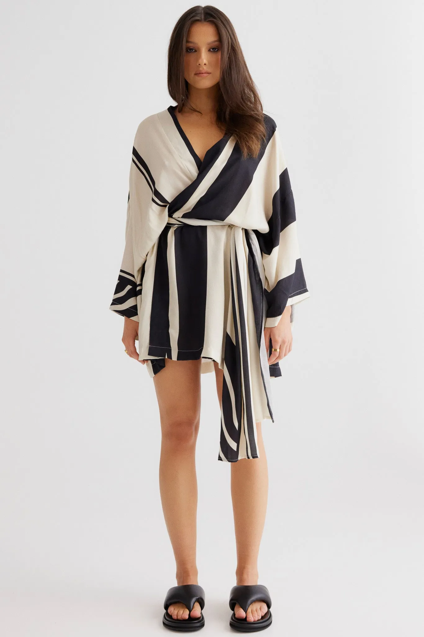 Black Printed Alba Wrap Dress