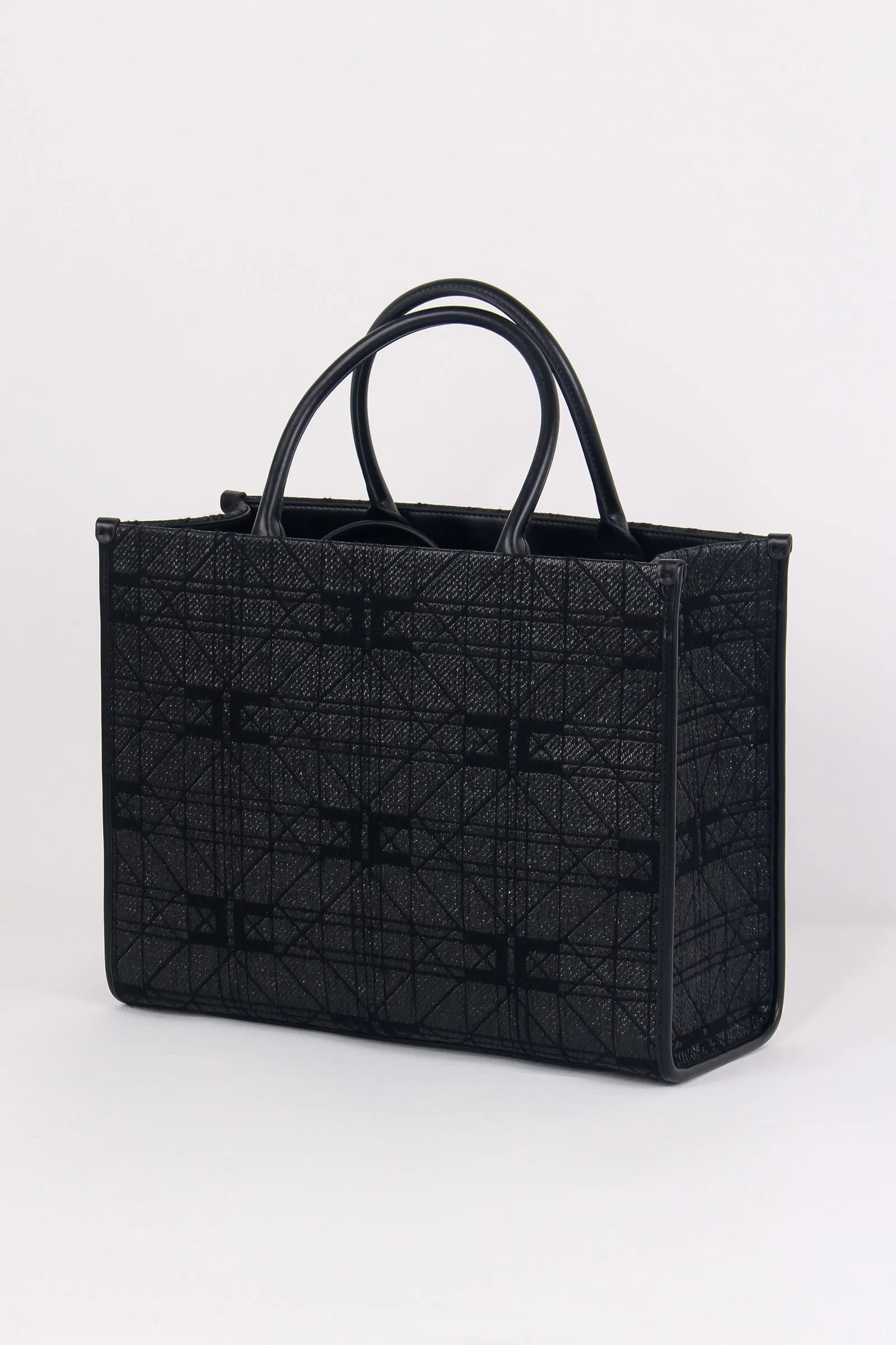 Black Rafia Square Shopping Basket