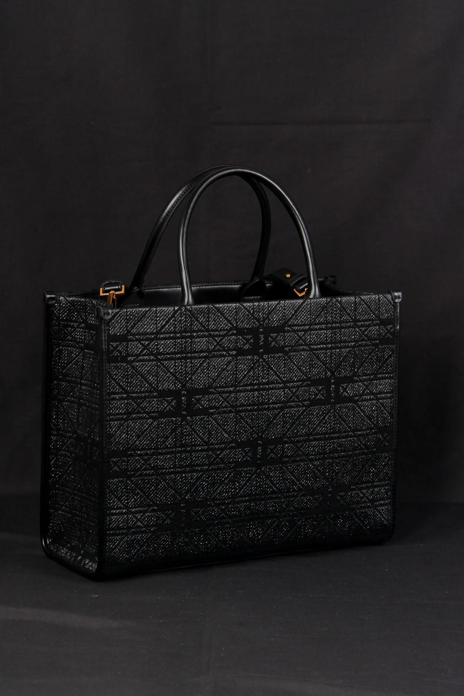 Black Rafia Square Shopping Basket