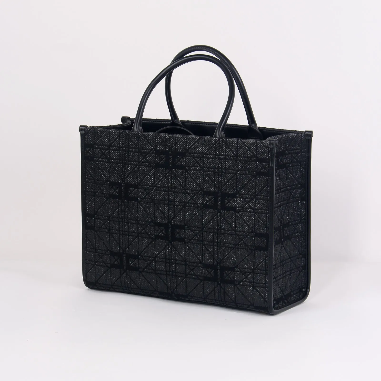 Black Rafia Square Shopping Basket