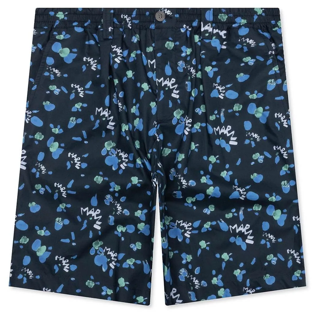 Blue Ink Poplin Shorts