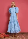 Blue Sky Lily Embroidered Midi Dress - Sister Jane.