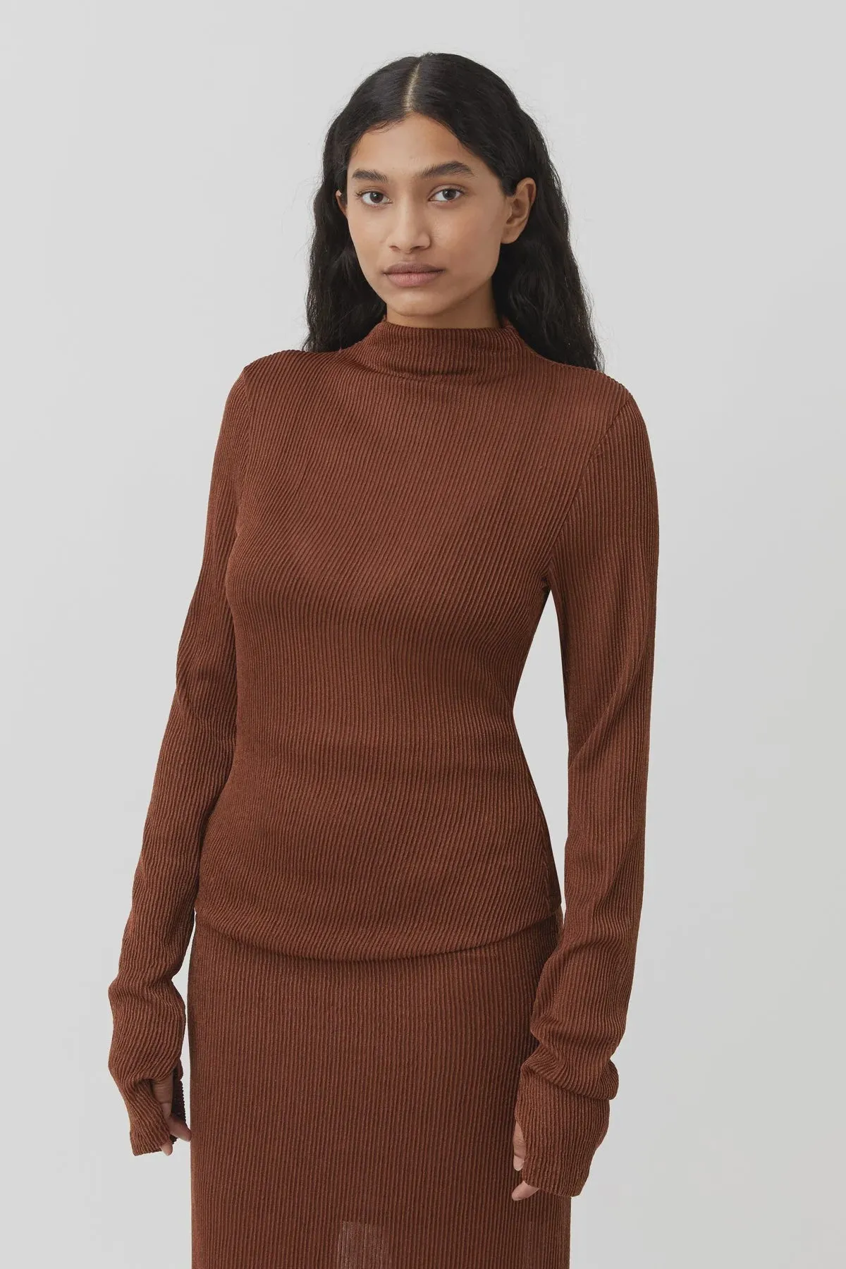 Camilla Marc Haywood Long Sleeve Top Cocoa