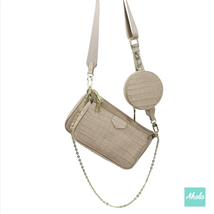 Carole Crocodile Pattern Cow Leather Crossbody Bag