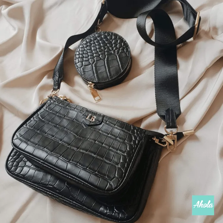 Carole Crocodile Pattern Cow Leather Crossbody Bag