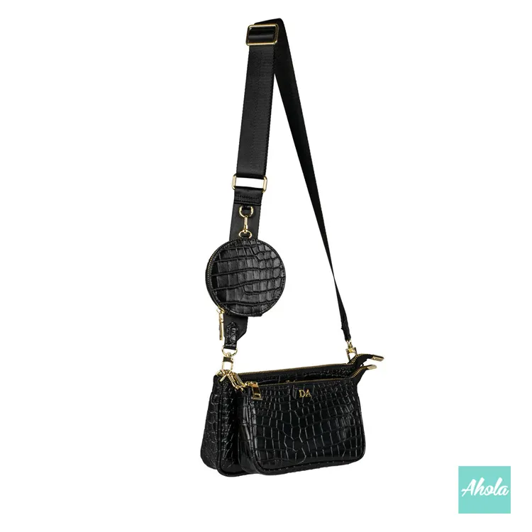 Carole Crocodile Pattern Cow Leather Crossbody Bag