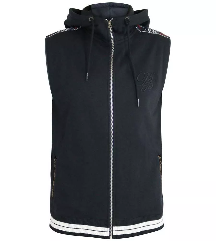 CHEMUNG 1 D555 Big Mens Couture Sleeveless Hoody With Taping Detail