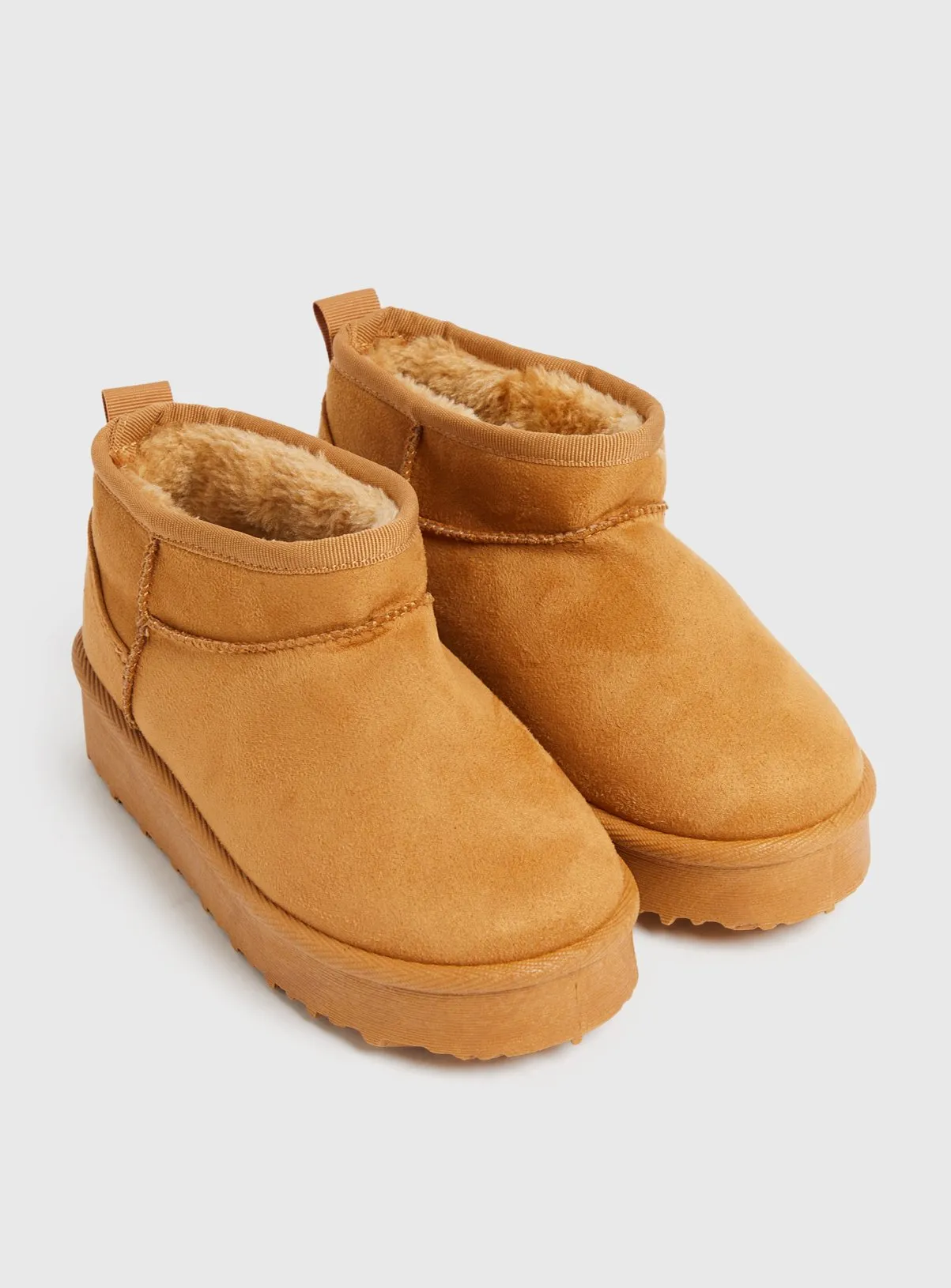 Chestnut Borg Ankle Boots for Infants