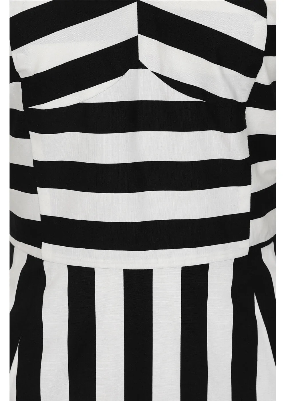 Collectif Emma Contrast Stripe 50s Swing Dress Black White