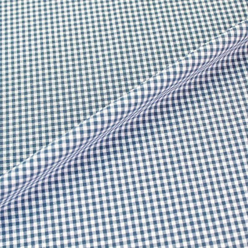 Cotton Mini Gingham Fabric - Denim Blue