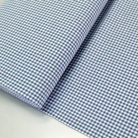 Cotton Mini Gingham Fabric - Denim Blue