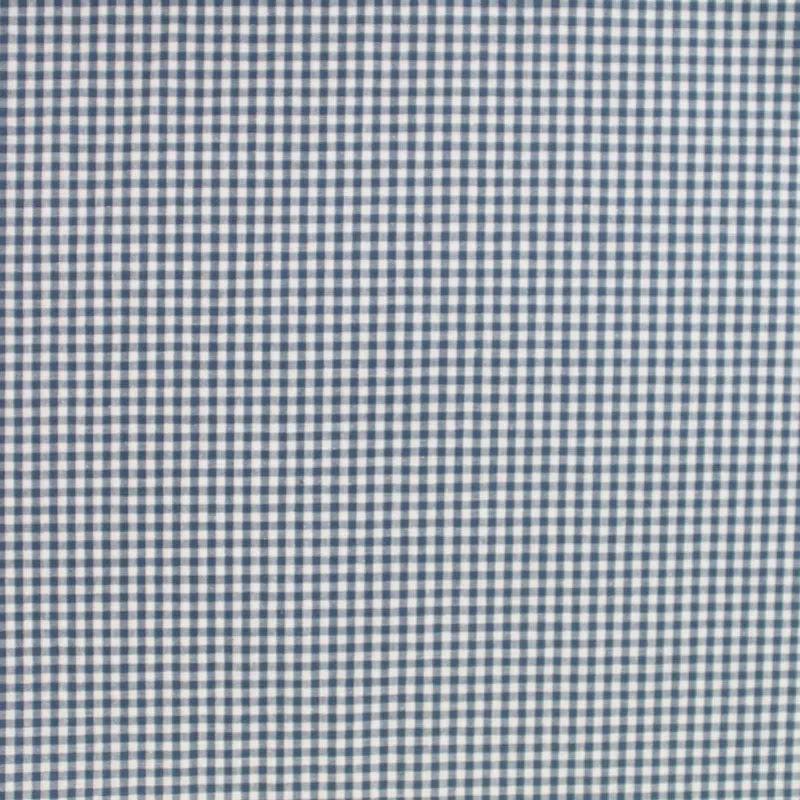 Cotton Mini Gingham Fabric - Denim Blue