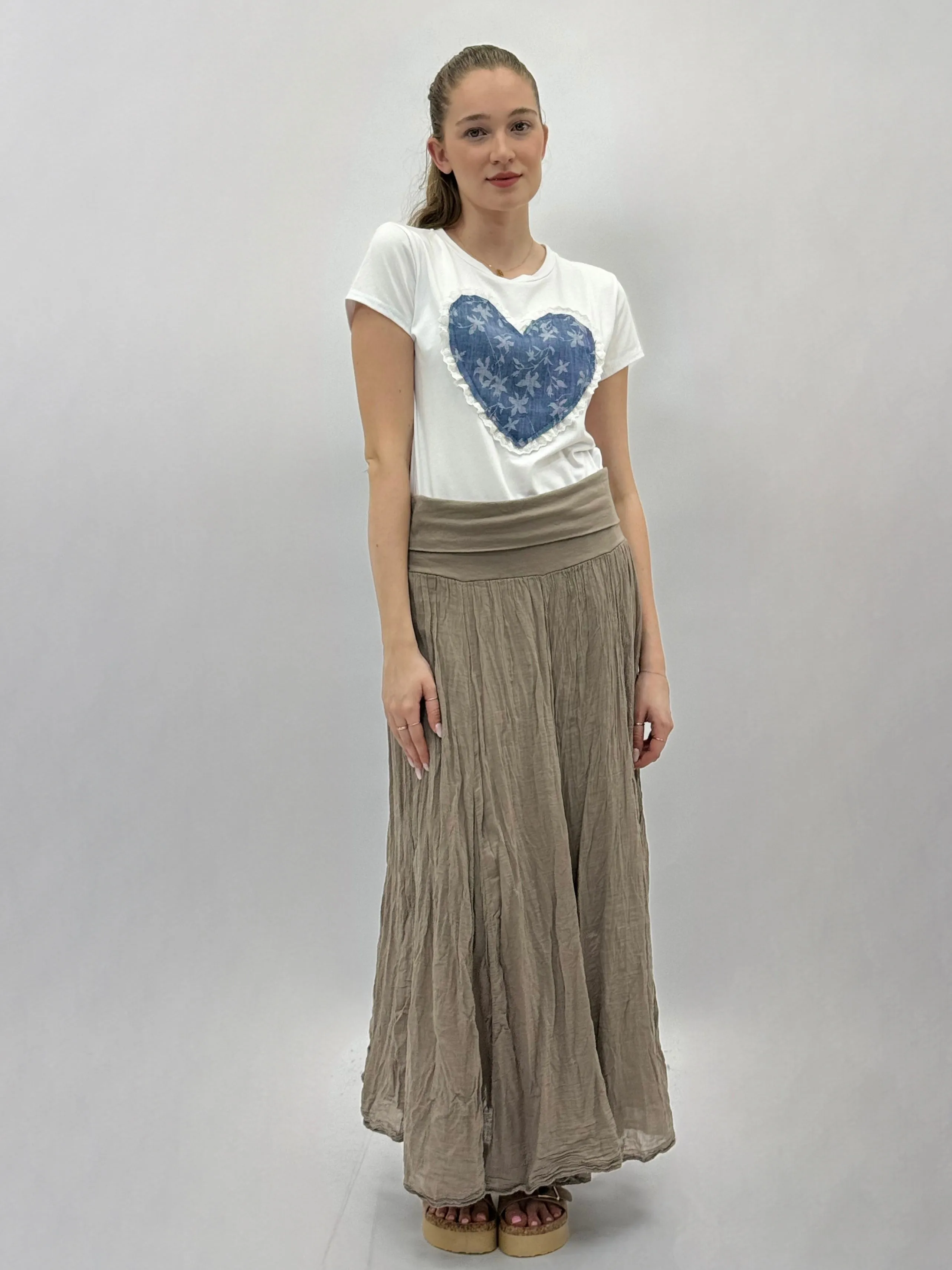 Cotton T-shirt with Denim Heart.