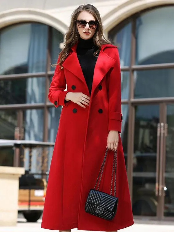 Cozy Long Coat with Belt for Women Lapel - Winter Outerwear