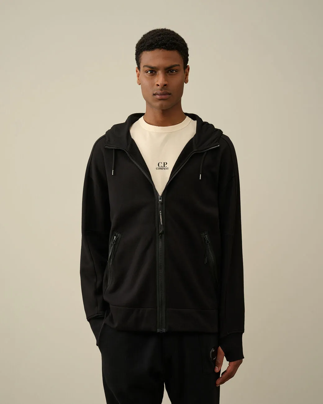 CP Company Diagonal Raised Fleece Hoodie with Goggle Hood