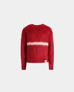 Red Mohair Silk Crewneck Sweater - Stylish Winter Wear