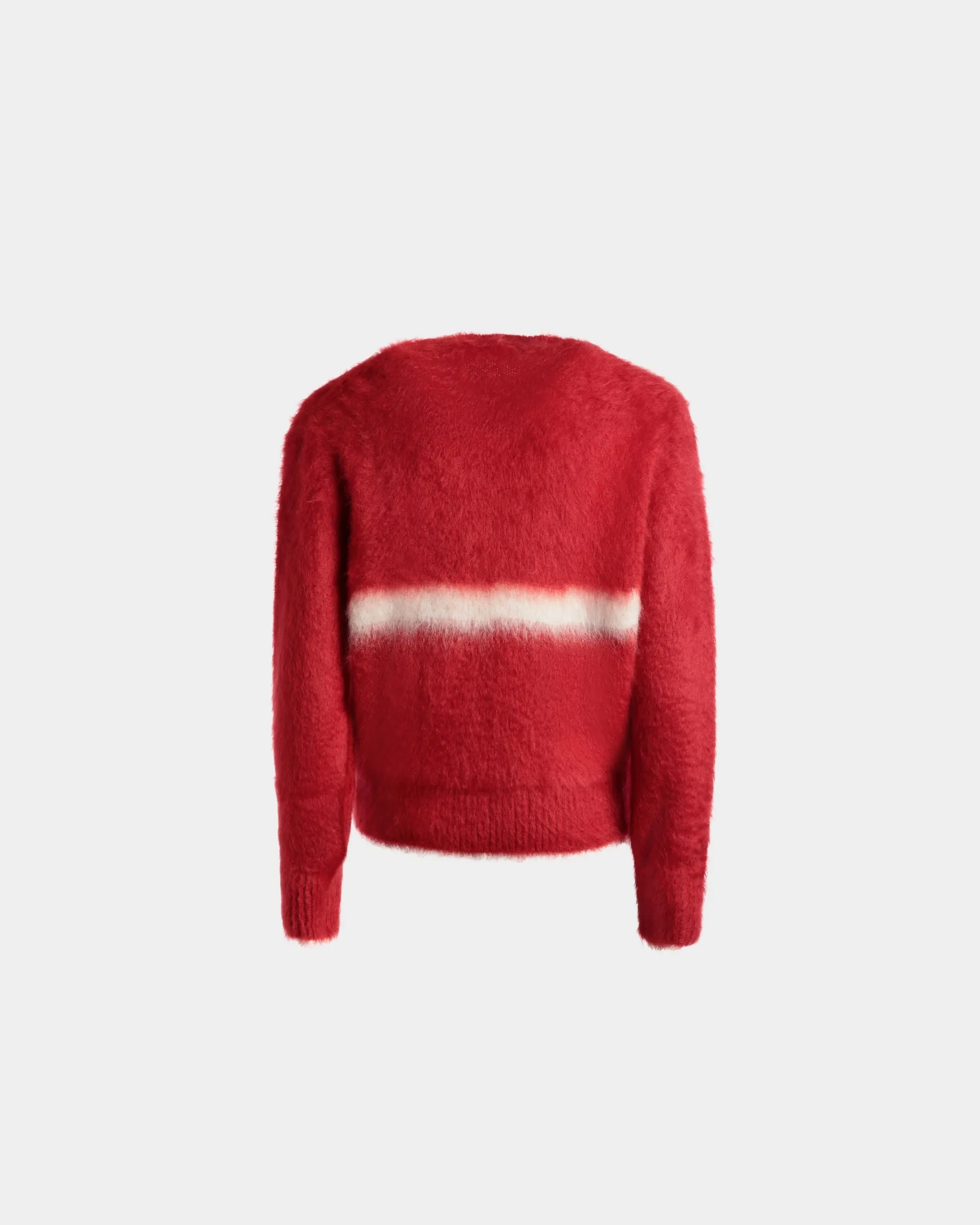 Red Mohair Silk Crewneck Sweater - Stylish Winter Wear