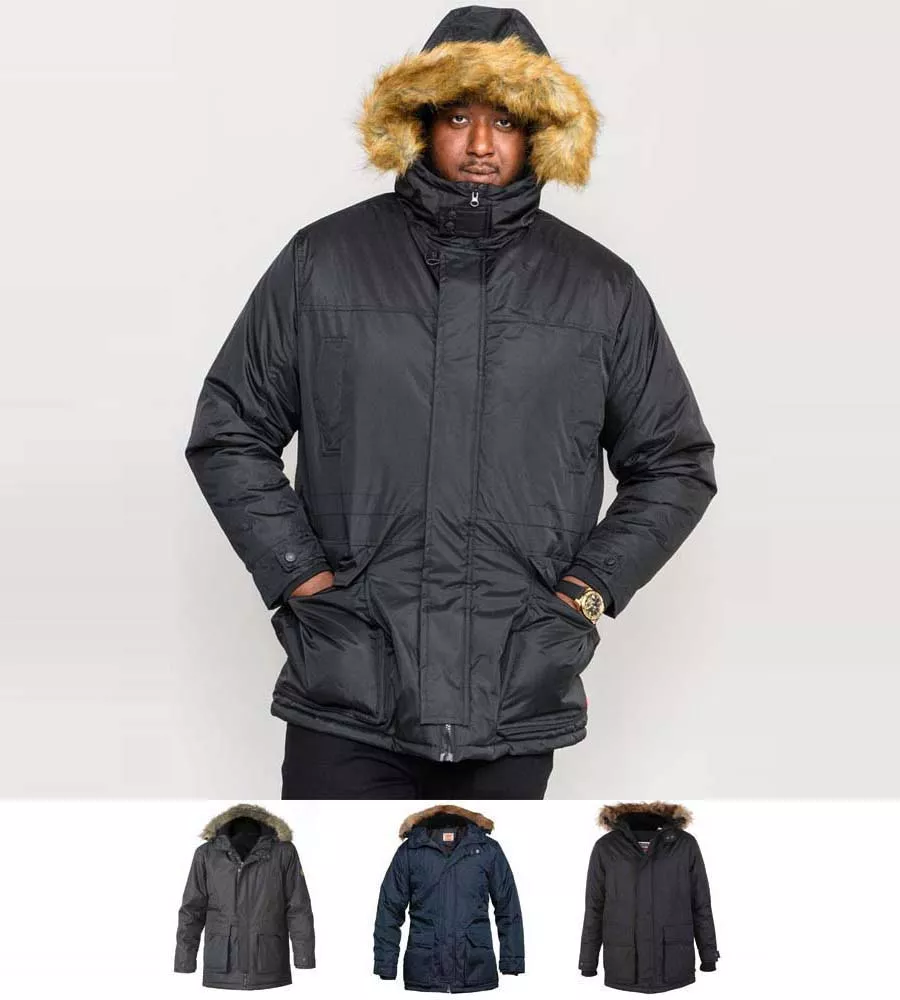 D555 Big Men's Parka Style Jacket With Detachable Fur Trim (LOVETT)