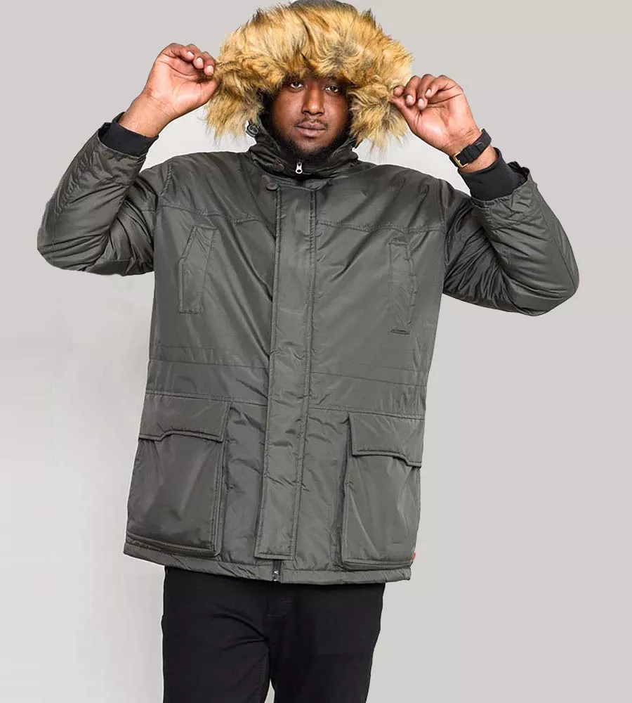 D555 Big Men's Parka Style Jacket With Detachable Fur Trim (LOVETT)