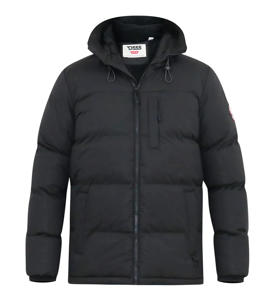 D555 Big Men's Quilted Puffer Jacket - Half Micro Fleece Lined Hood (DOMENIC)