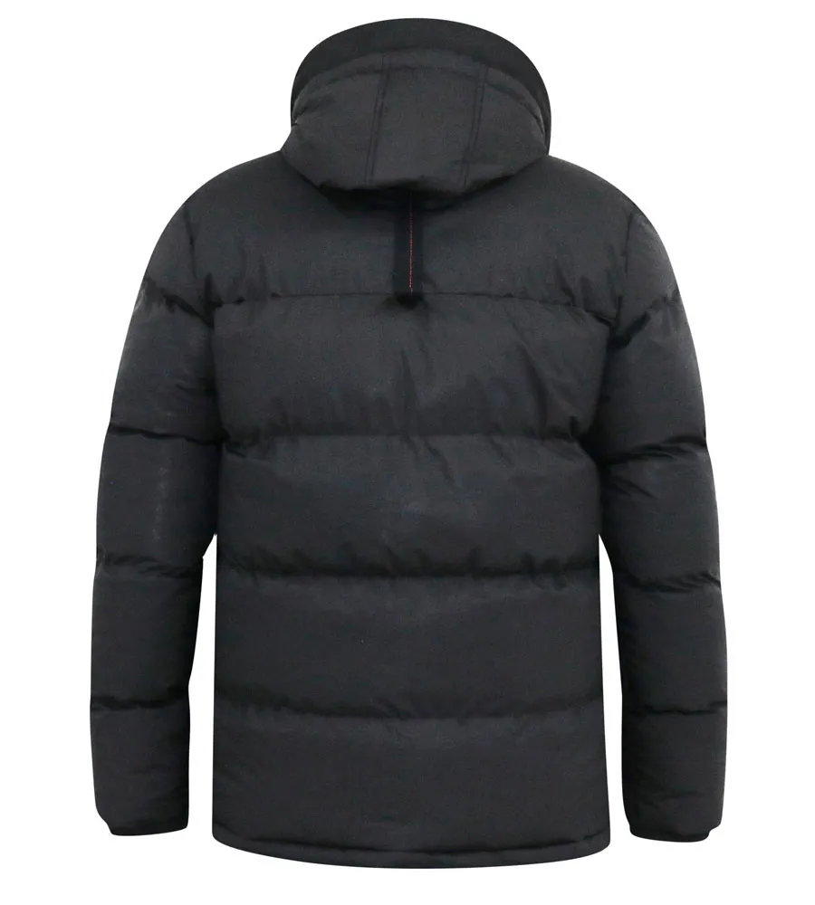 D555 Big Men's Quilted Puffer Jacket - Half Micro Fleece Lined Hood (DOMENIC)