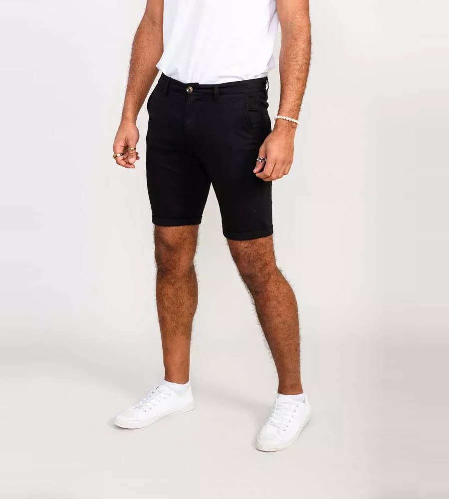 D555 Black Stretch Chino Shorts for Men (NELSON 2)