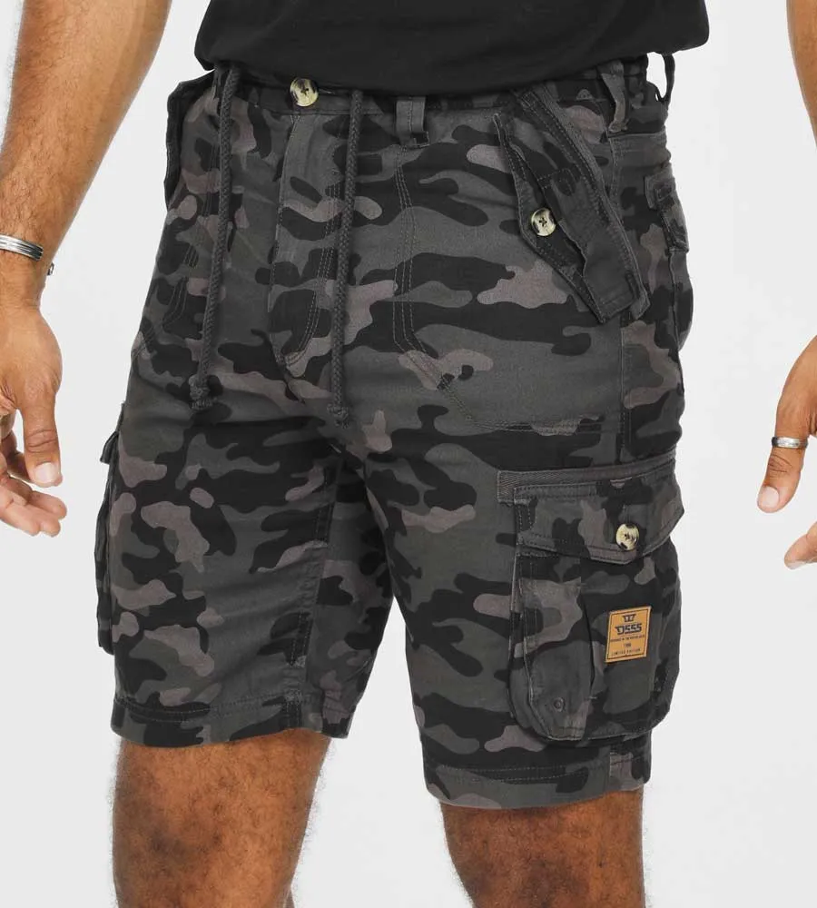 D555 Mens ZAVIER Camouflage Print Cargo Shorts