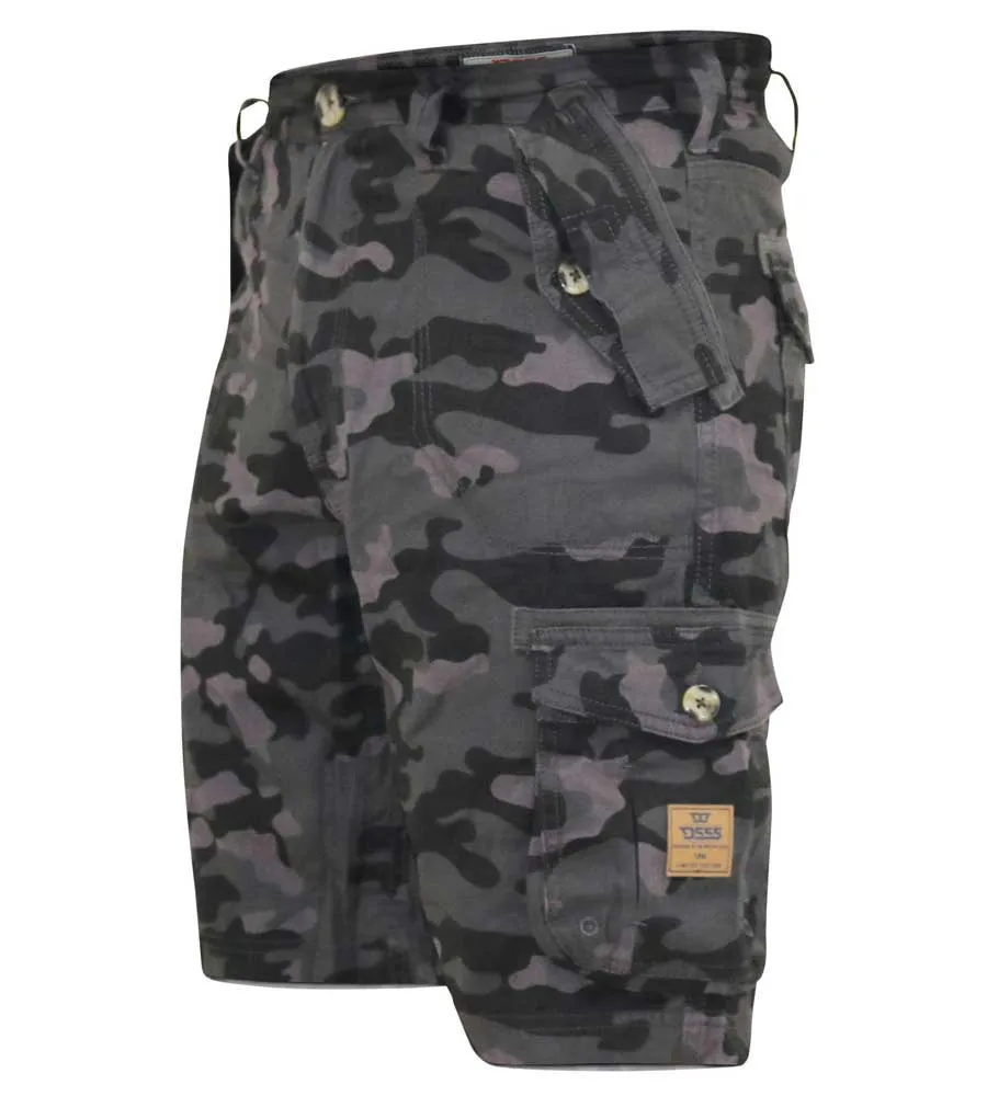 D555 Mens ZAVIER Camouflage Print Cargo Shorts