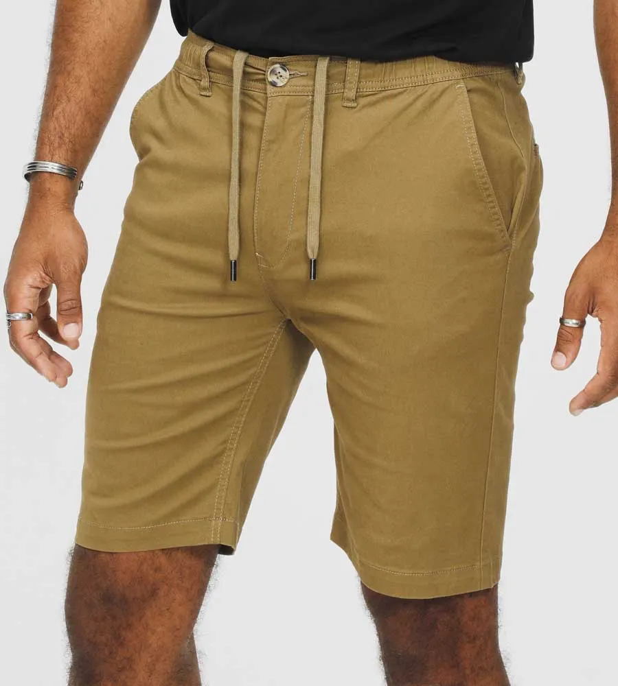 D555 Mens ARIES 2 Tobacco Stretch Shorts Internal Drawcord