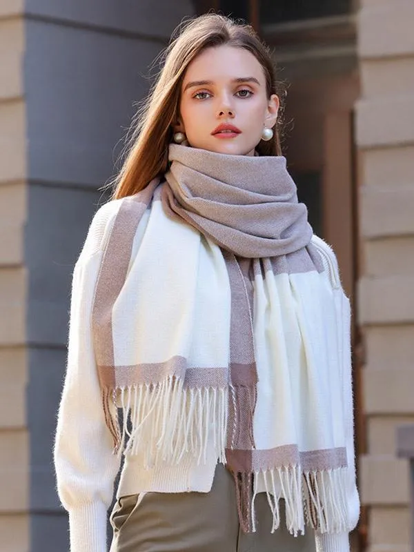 Daily Casual Women's Plaid Scarf with Fringe